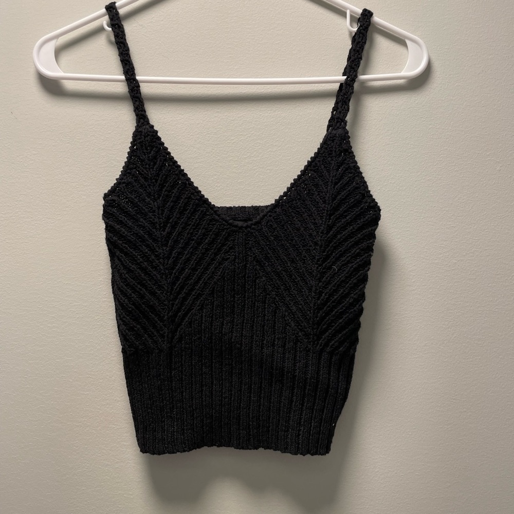 Crochet black patterned tank top